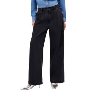 Madewell Harlow Wide-Leg Jeans 27 Black Denim NWT High Rise